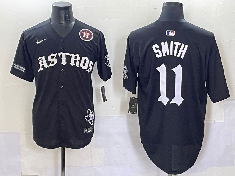 Men 2025 Houston Astros 11 Smith Black Seven generations Joint Name Nike MLB Jersey style 70414